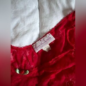 Vintage Gloria Vanderbilt red lace bodysuit